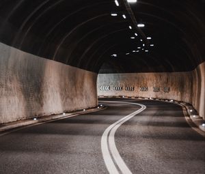 Preview wallpaper tunnel, road, marking, lighting