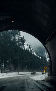 Preview wallpaper tunnel, road, snow, winter