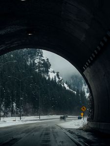 Preview wallpaper tunnel, road, snow, winter