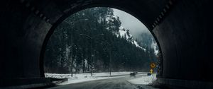 Preview wallpaper tunnel, road, snow, winter