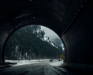 Preview wallpaper tunnel, road, snow, winter