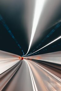 Preview wallpaper tunnel, road, turn, lighting, light