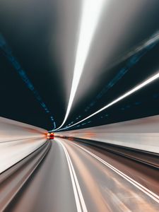 Preview wallpaper tunnel, road, turn, lighting, light