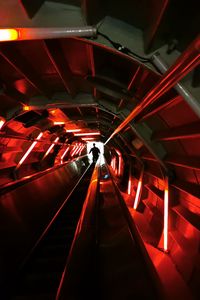 Preview wallpaper tunnel, sci fi, silhouette, man, neon