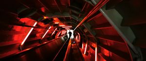 Preview wallpaper tunnel, sci fi, silhouette, man, neon
