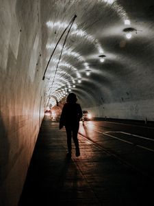 Preview wallpaper tunnel, silhouette, dark, backlight, light