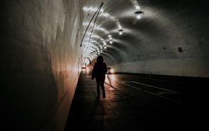 Preview wallpaper tunnel, silhouette, dark, backlight, light