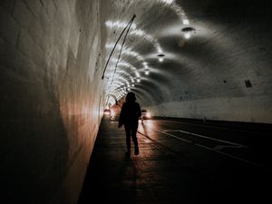 Preview wallpaper tunnel, silhouette, dark, backlight, light