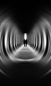 Preview wallpaper tunnel, silhouettes, bw, blur, illusion