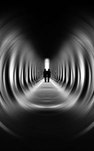 Preview wallpaper tunnel, silhouettes, bw, blur, illusion