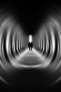 Preview wallpaper tunnel, silhouettes, bw, blur, illusion