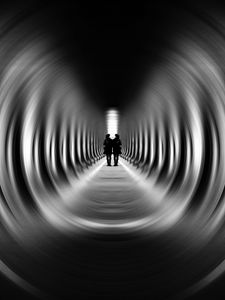 Preview wallpaper tunnel, silhouettes, bw, blur, illusion