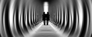 Preview wallpaper tunnel, silhouettes, bw, blur, illusion