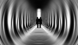 Preview wallpaper tunnel, silhouettes, bw, blur, illusion