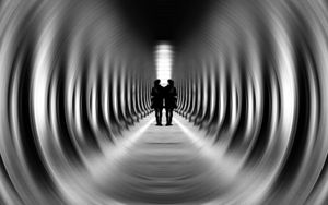 Preview wallpaper tunnel, silhouettes, bw, blur, illusion