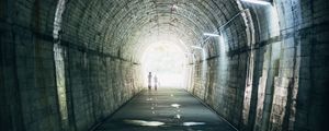 Preview wallpaper tunnel, silhouettes, lights, underpass, cape sata, kagoshima, japan