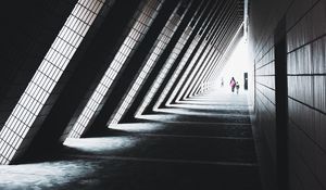 Preview wallpaper tunnel, silhouettes, people, architecture, triangular