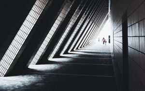 Preview wallpaper tunnel, silhouettes, people, architecture, triangular