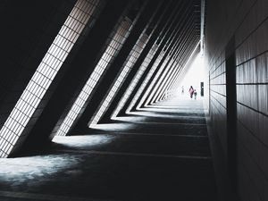 Preview wallpaper tunnel, silhouettes, people, architecture, triangular