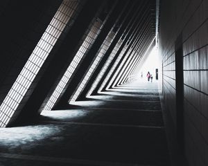 Preview wallpaper tunnel, silhouettes, people, architecture, triangular