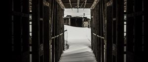 Preview wallpaper tunnel, snow, dark, wooden, snowdrifts