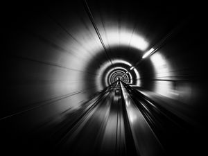 Preview wallpaper tunnel, speed, stripes, black and white, black