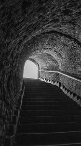 Preview wallpaper tunnel, stairs, bw, steps