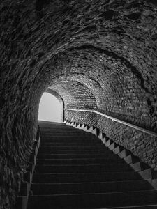 Preview wallpaper tunnel, stairs, bw, steps