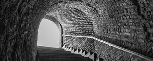 Preview wallpaper tunnel, stairs, bw, steps