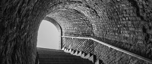 Preview wallpaper tunnel, stairs, bw, steps