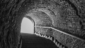 Preview wallpaper tunnel, stairs, bw, steps