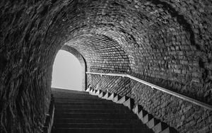 Preview wallpaper tunnel, stairs, bw, steps