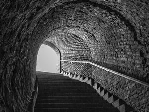 Preview wallpaper tunnel, stairs, bw, steps