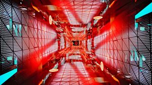 Preview wallpaper tunnel, symbols, shapes, backlight, red