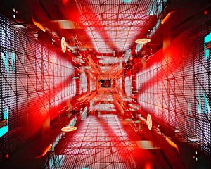 Preview wallpaper tunnel, symbols, shapes, backlight, red