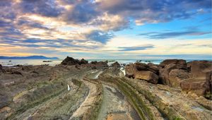 Preview wallpaper turbidites, spain, rocks, water