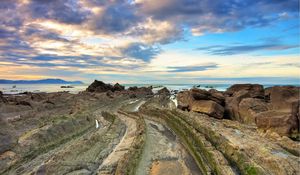 Preview wallpaper turbidites, spain, rocks, water