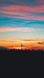 Preview wallpaper turbine, sunset, dusk, dark, nature