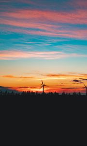 Preview wallpaper turbine, sunset, dusk, dark, nature