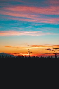 Preview wallpaper turbine, sunset, dusk, dark, nature