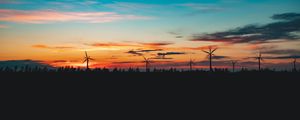 Preview wallpaper turbine, sunset, dusk, dark, nature