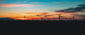 Preview wallpaper turbine, sunset, dusk, dark, nature