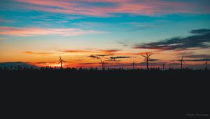 Preview wallpaper turbine, sunset, dusk, dark, nature