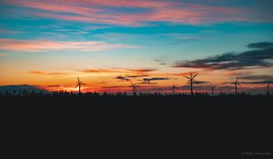 Preview wallpaper turbine, sunset, dusk, dark, nature