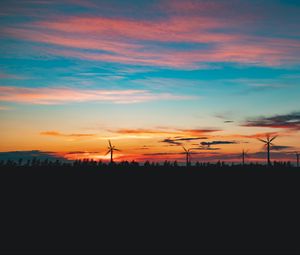 Preview wallpaper turbine, sunset, dusk, dark, nature