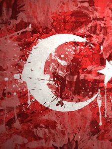 Preview wallpaper turkey, flag, background, texture, paint, stains