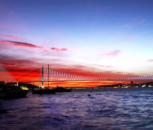 Preview wallpaper turkey, sea, bridge, night, lights city