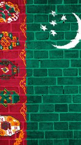 Preview wallpaper turkmenistan, flag, wall, texture