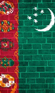 Preview wallpaper turkmenistan, flag, wall, texture