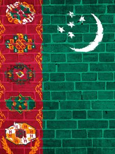 Preview wallpaper turkmenistan, flag, wall, texture